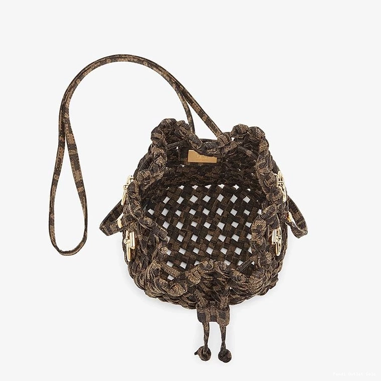 Affordable Fabric Bag Coffee Fendi Tresor In Mon Bucket Mini Interlace 0819